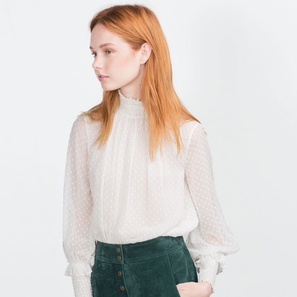 sheer high neck blouse